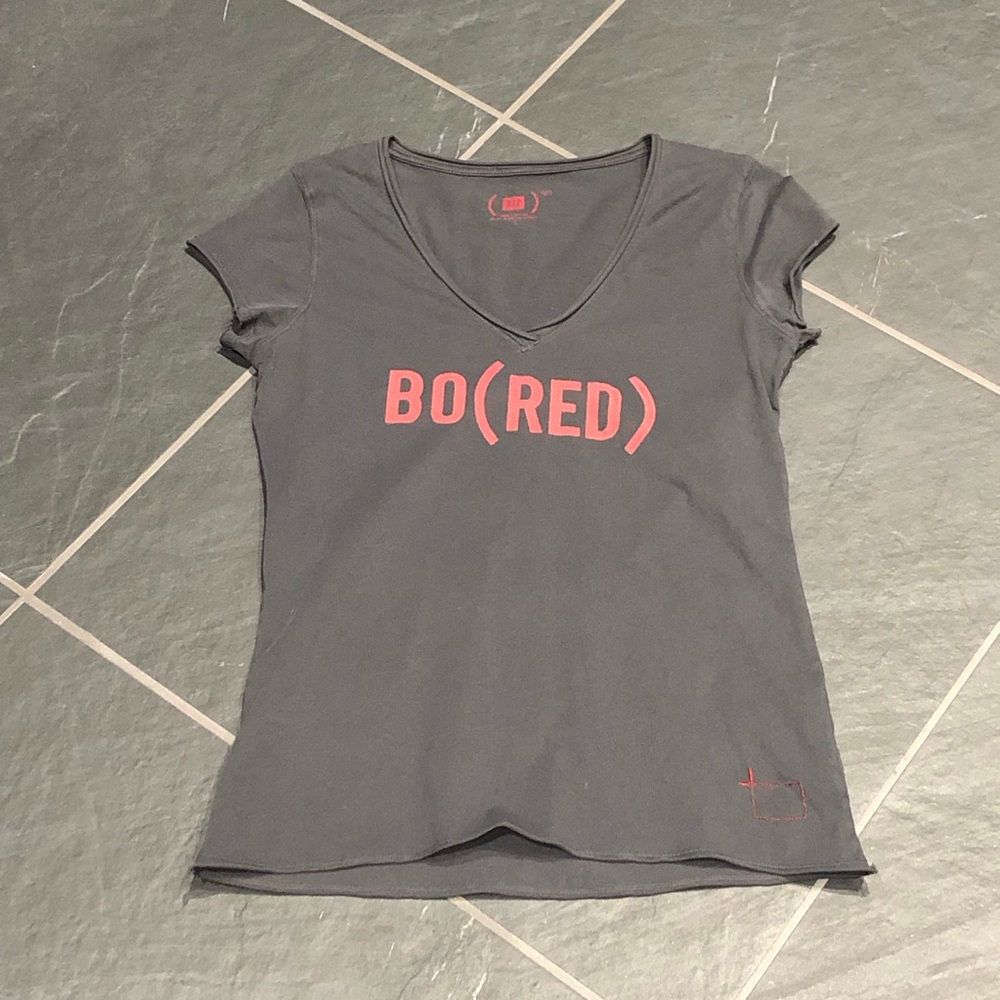 BORED GAP T-Shirt Gray V Neck